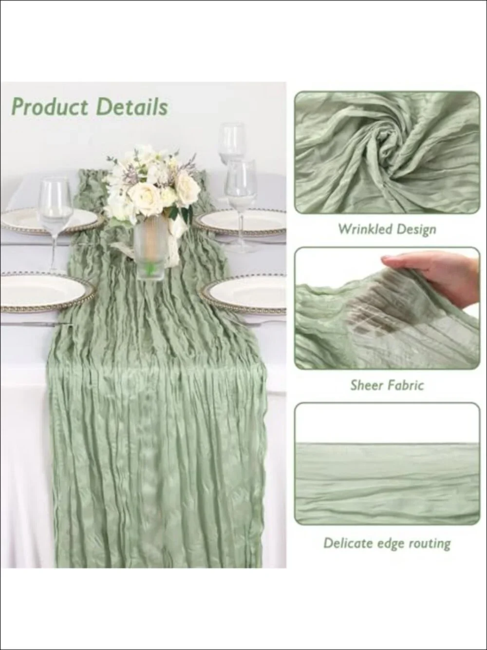 6 Pack Cheesecloth Table Runner 120 Inch Gauze Boho Wedding Decor